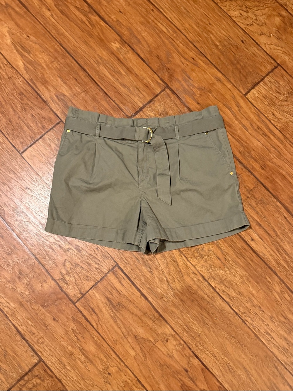 Loft High-Rise Olive Green Belted Women’s Shorts Sz 12